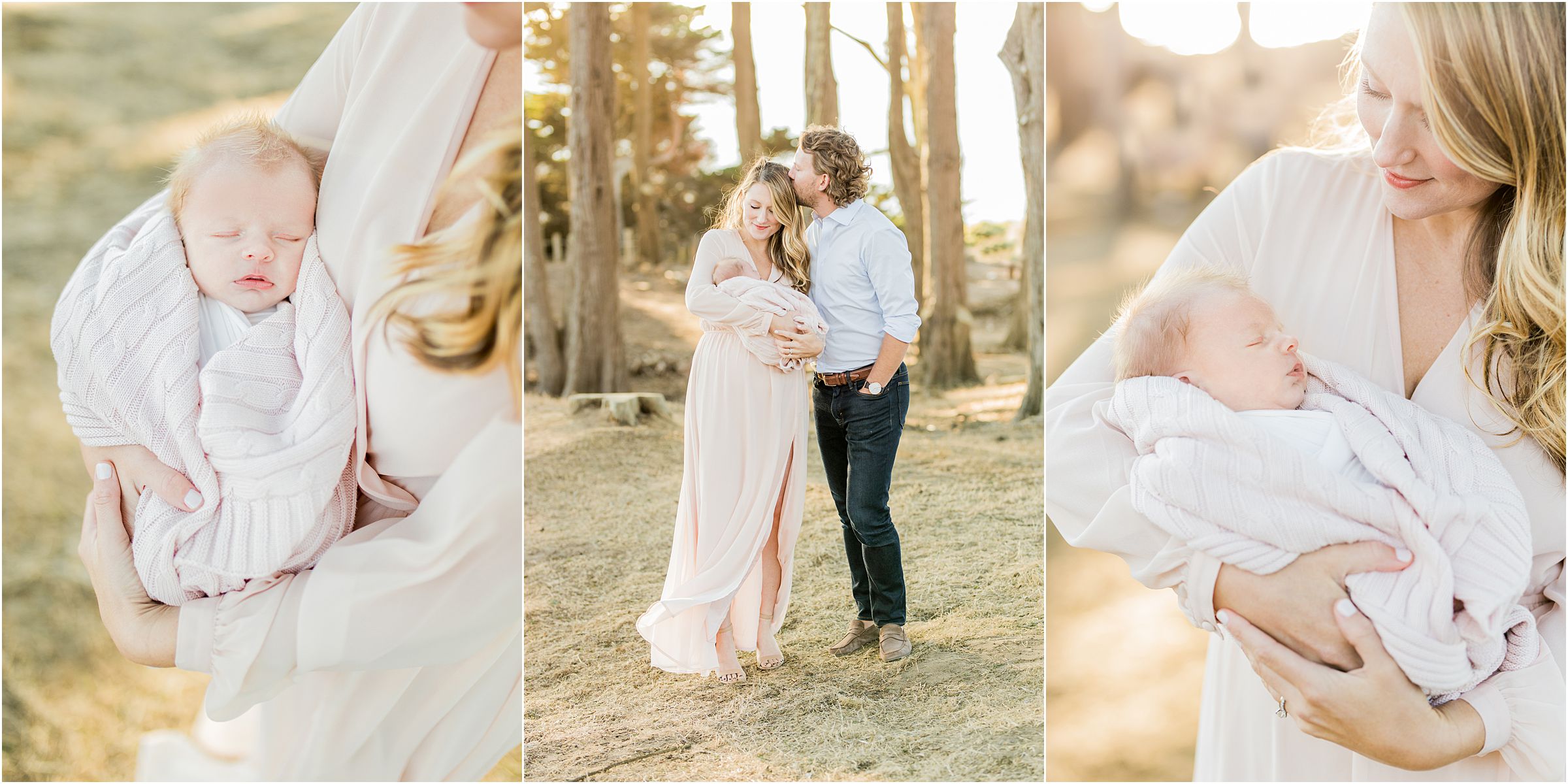 Outdoor Newborn Photography in San Francisco at Lands end Light and airy Bay Area newborn photography